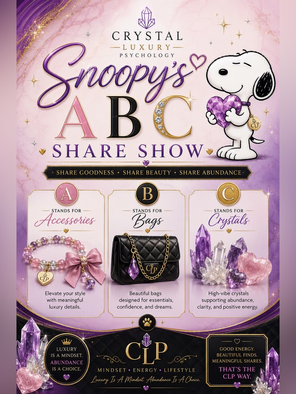 Crystal Luxury Psychology Snoopy’s ABC Share Show